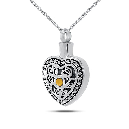November w/ Citrine Sterling Silver Keepsake